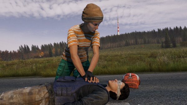 DayZ player reviving a teammate