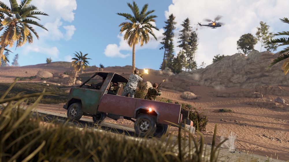 Rust squad fleeing in a technical